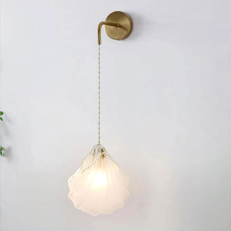 Contemporary Glass Shade Wall Light 1-Light Wall Mounted Light Fixture for Bedroom