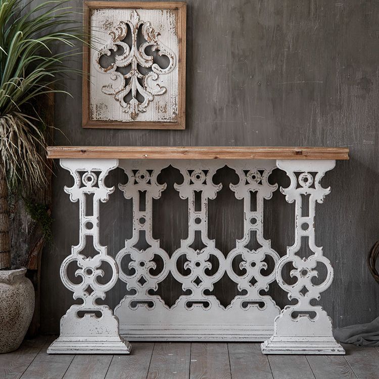 Wood Rectangle Console Table Distressed Accent Table for Hall