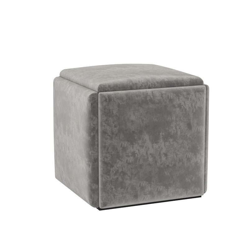 Modern Square Pouf Chair Plain Velvet with Storage Chair Ottoman