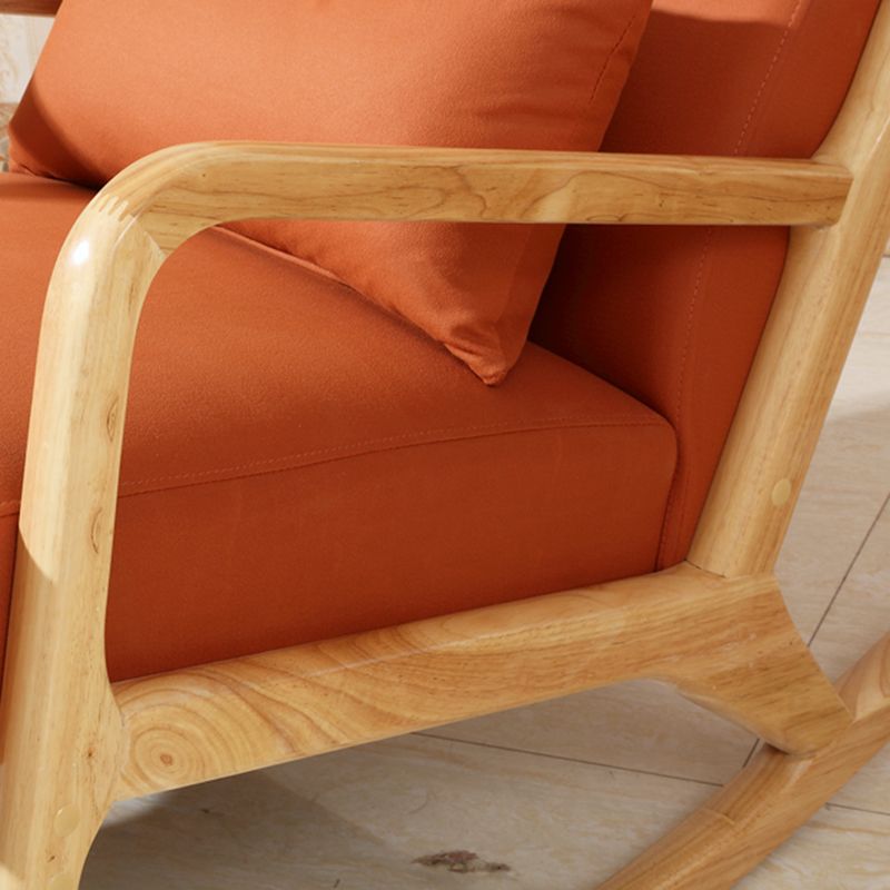 Modern Rocking Accent Chair Solid Fabric Upholstered Wood Frame Rocking Chair with Ottoman