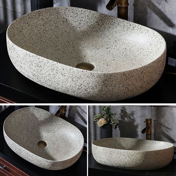 Modern Vessel Bathroom Sink Porcelain Vessel Lavatory Sink with Faucet
