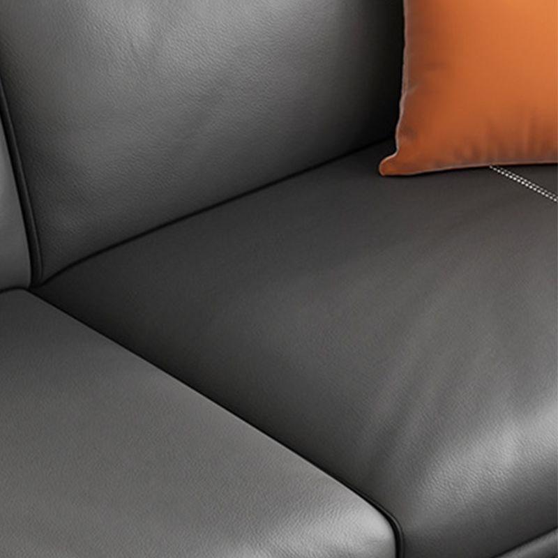 Black Upholstered with Pillow Back Against Leather/leather Seat