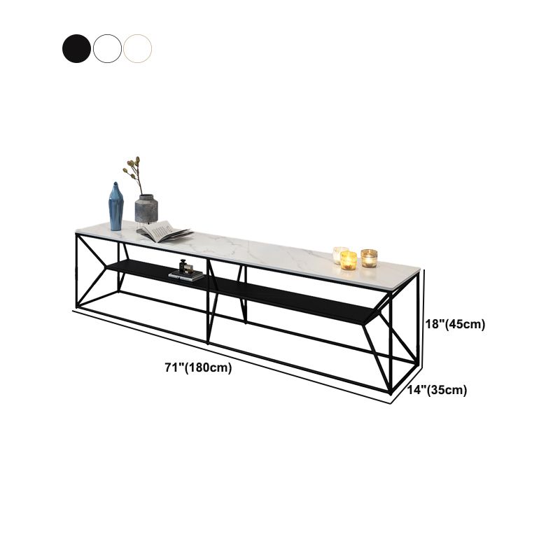 Contemporary Style TV Stand 2-shelf Open Storage TV Media Stand