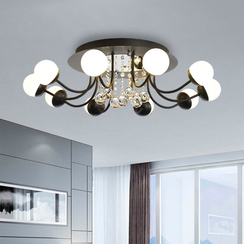 Sfera - Taglio Cristallo Soffitto Fissaggio Moderno 10 /12 - Testa Nero / Bianco Flush Montaggio Illuminazione per Parlor a Warm / White Light