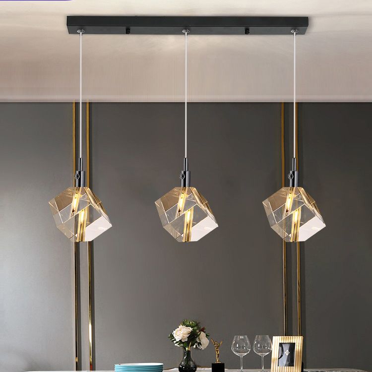 Accesorios de iluminación de estilo cuadrado moderno Ideas de iluminación de la isla de cristal