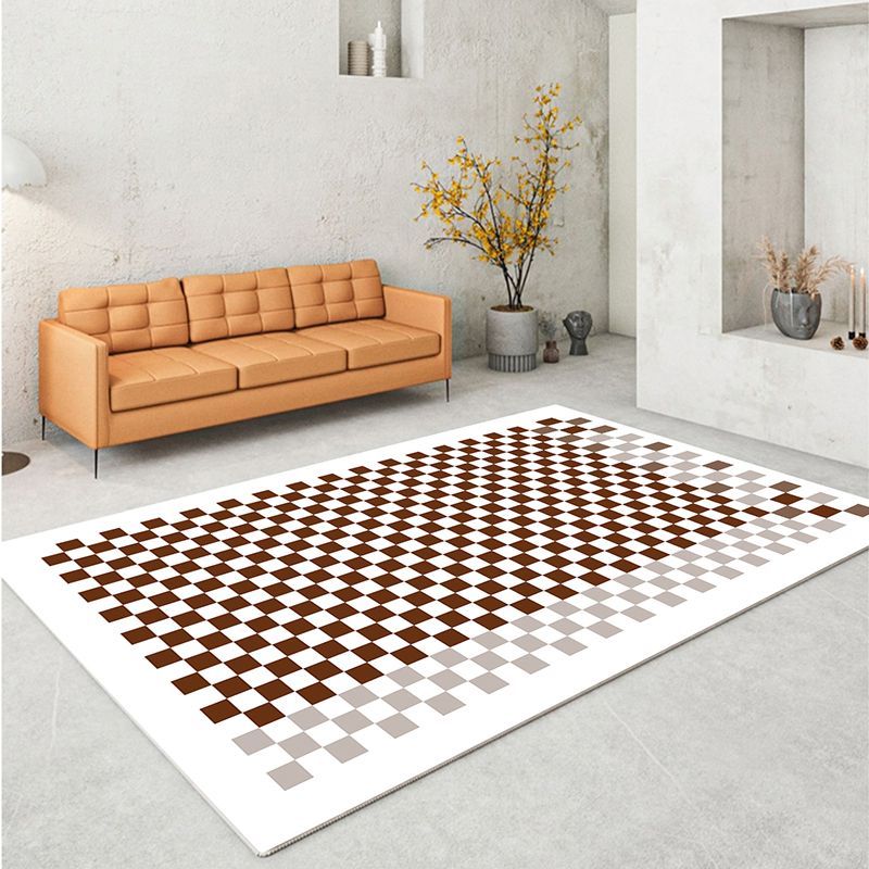 Contemporary Checkered Print Rug Polyester Area Carpet Stain Resistant Indoor Rug for Living Room