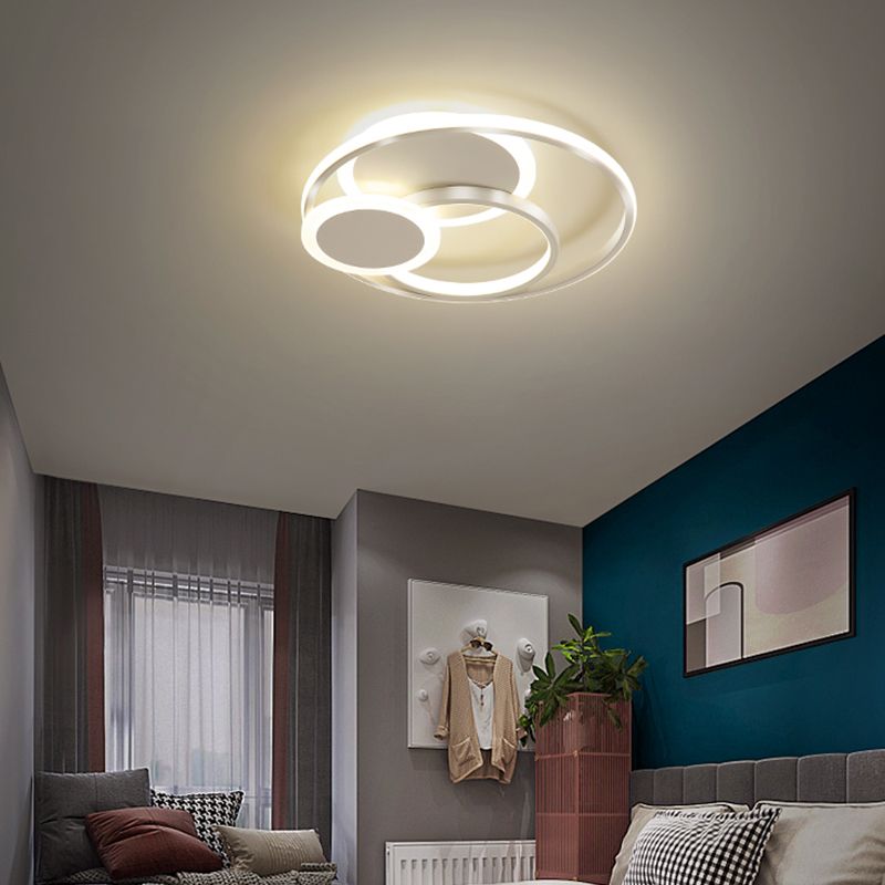 Lámpara LED de montaje empotrado con anillo, pantalla acrílica, luz de techo moderna para dormitorio