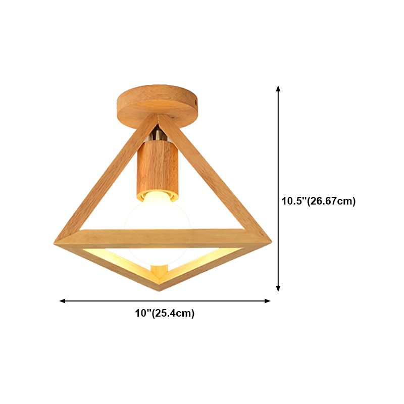 Modern Wooden Ceiling Light Glass Shade Flush Mount Light for Living Room