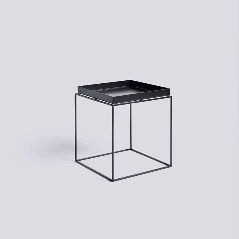 Iron Coffee Table Mid-Century Modern Frame Cocktail Table in Black