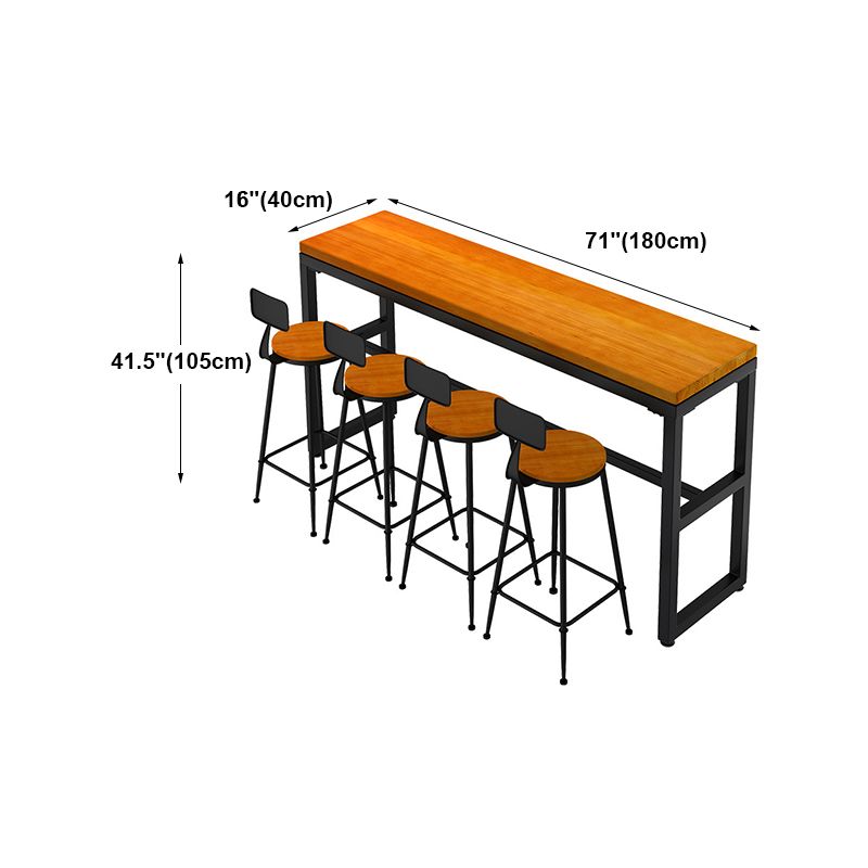 Dark Brown Modern Style Bar Table in Solid Wood and Metal Balcony Bar Table