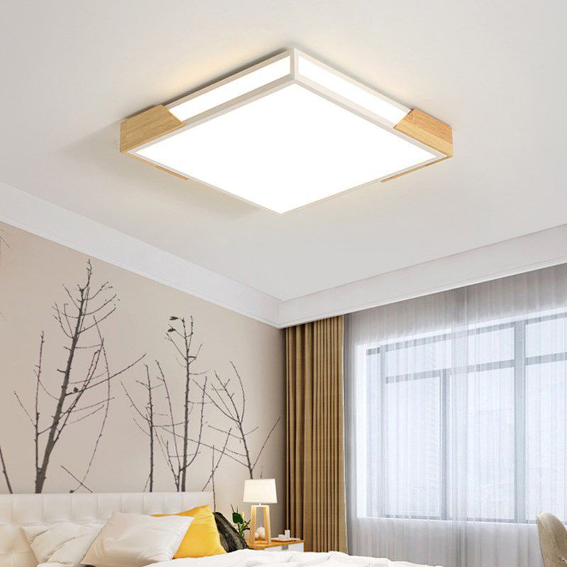 Lampada da soffitto acrilica in legno-scatola quadrata nordica a luce calda/bianca, 12"/16"/19.5" W