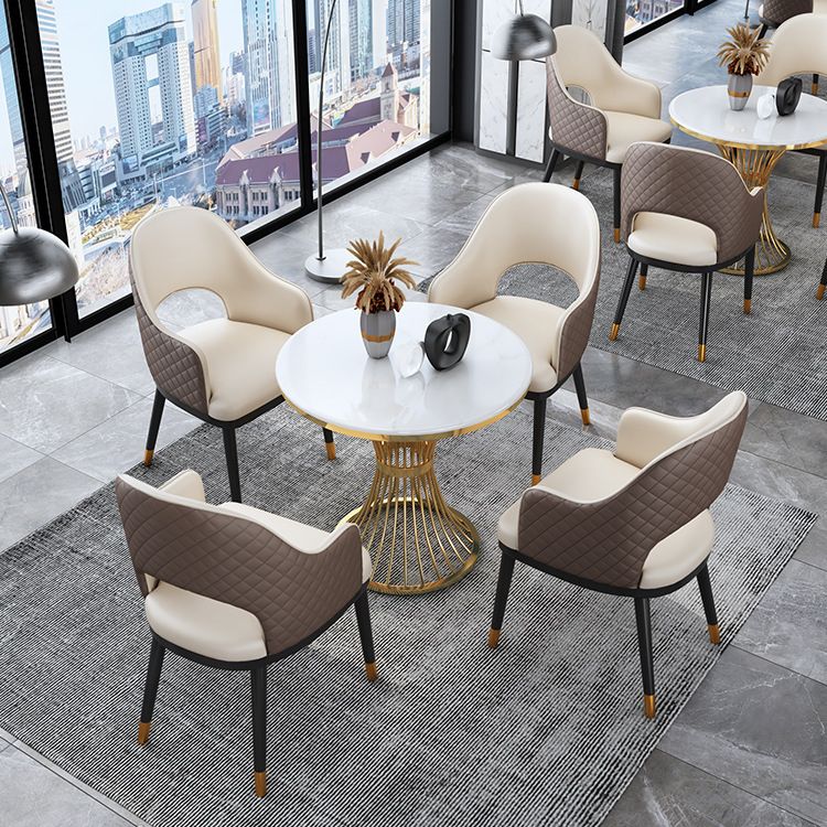 Glam White Sintered Stone Dining Table Set 1/2/3/4/5 Pieces Dining Set for Home Use