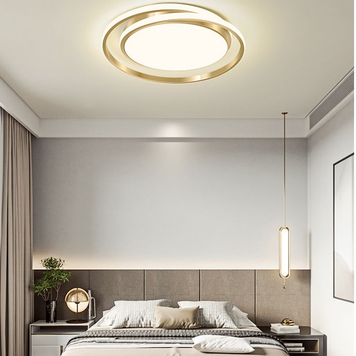 Ronde plafondlamp in eenvoudige stijl, acryl LED-slaapkamer, inbouwlamp in geborsteld goud
