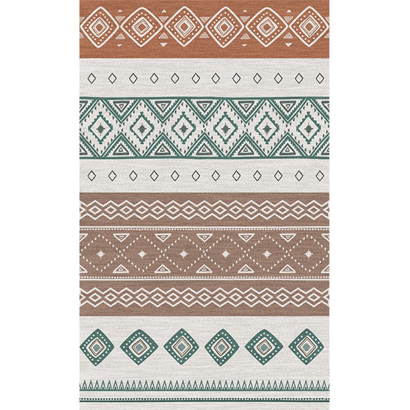 Boho Living Room Rug Multi-Color Geometric Pattern Carpet Flax Environmental Handmade Rug with Tassel