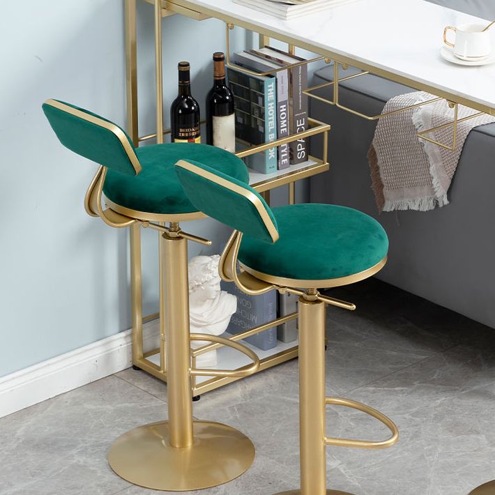 Low Back Bar Stools Adjustable Height Swivel Dining Stools with Metal Base