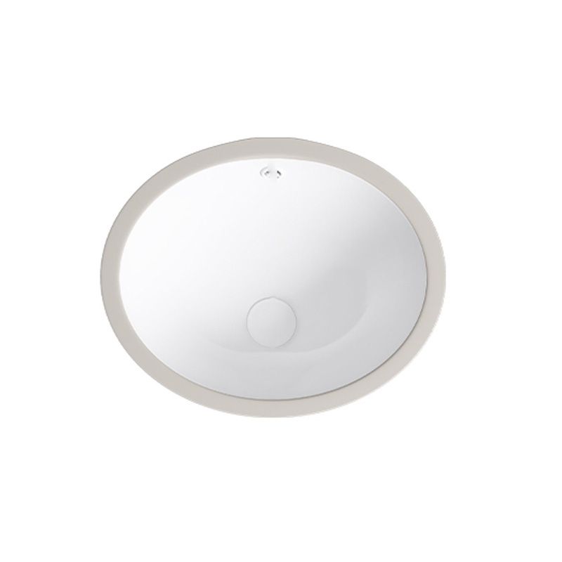 Modern Bathroom Sink Pop-Up Drain Porcelain Solid Color Oval-Shape Vessel Lavatory Sink