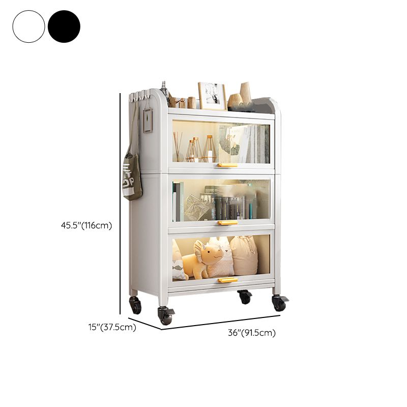 Closed Back Standard Bookcase Glam Metal Bookshelf with Doors