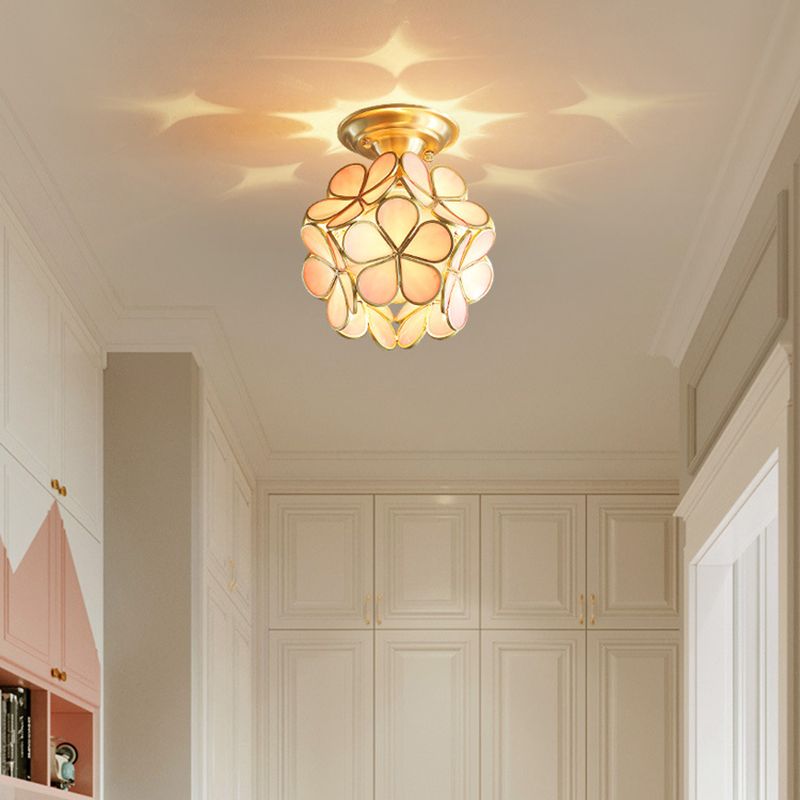 Ceiling Mounted Fixture Minimalist Style Shaded Glass Close to Ceiling Lighting Fixture