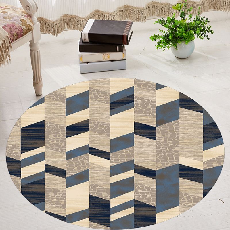 Multicolor Contemporary Rug Polyester Geometric Pattern Rug Pet Friendly Machine Washable Anti-Slip Backing Carpet for Decoration