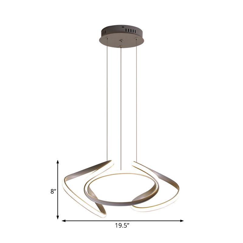 3/5/6 luci lampadario sala da pranzo con onda crava acrilica moderna luce a sospensione a soffitto grigio in luce bianca/calda