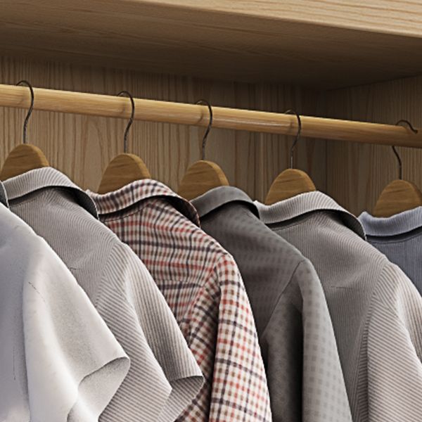 Contemporary Wooden Wardrobe Modern Cloth Rod Included Wardrobe Closet for Bedroom