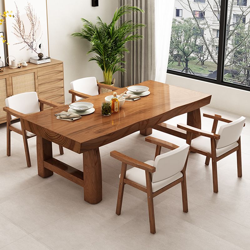 Rectangle Double Pedestal Dining Table Modern Pine Wood Table for Kitchen Use