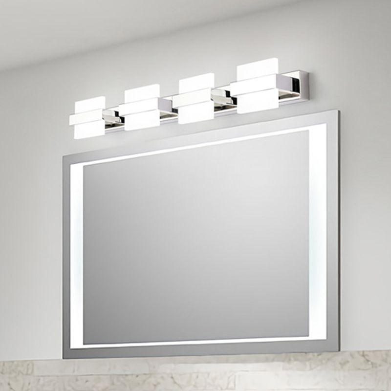 Acrylic Square LED Vanity Sconce Contemporary White Wall Mounted Lighting for Bath