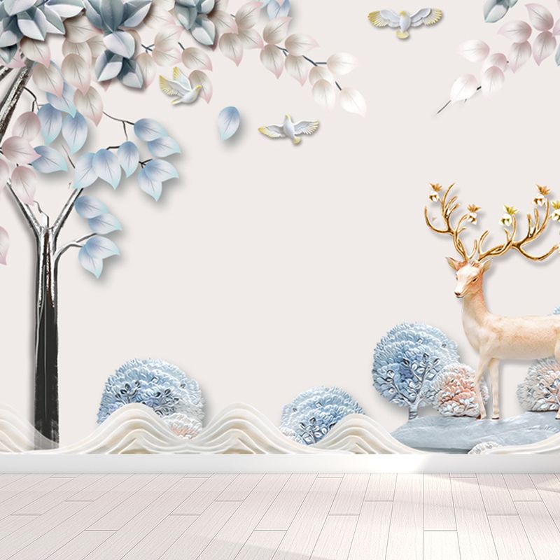 Forest Leisure Reindeer Mural Wallpaper Contemporary Non-Woven Material Wall Decor