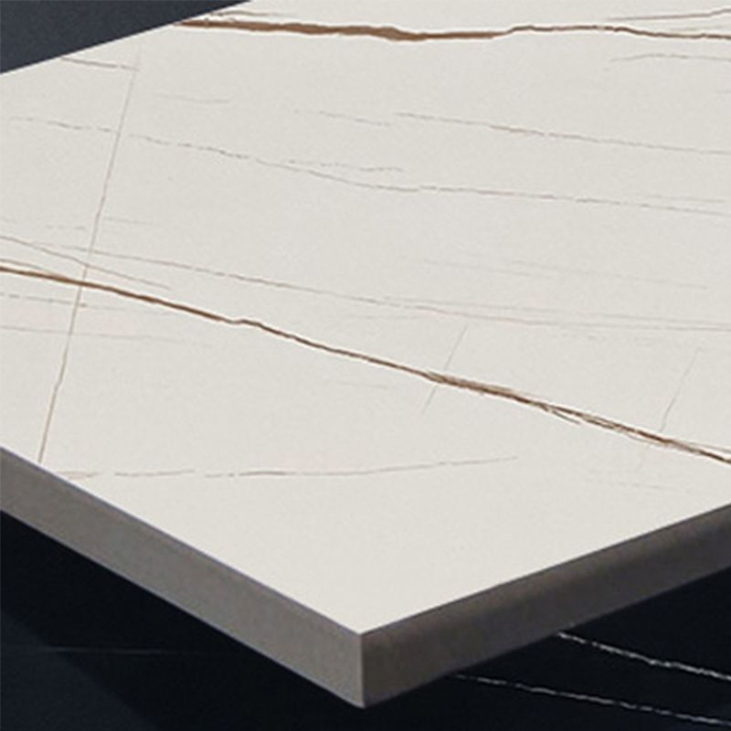 White Top Bar Table Sintered Stone Dining Table with Storage Shelve for Living Room