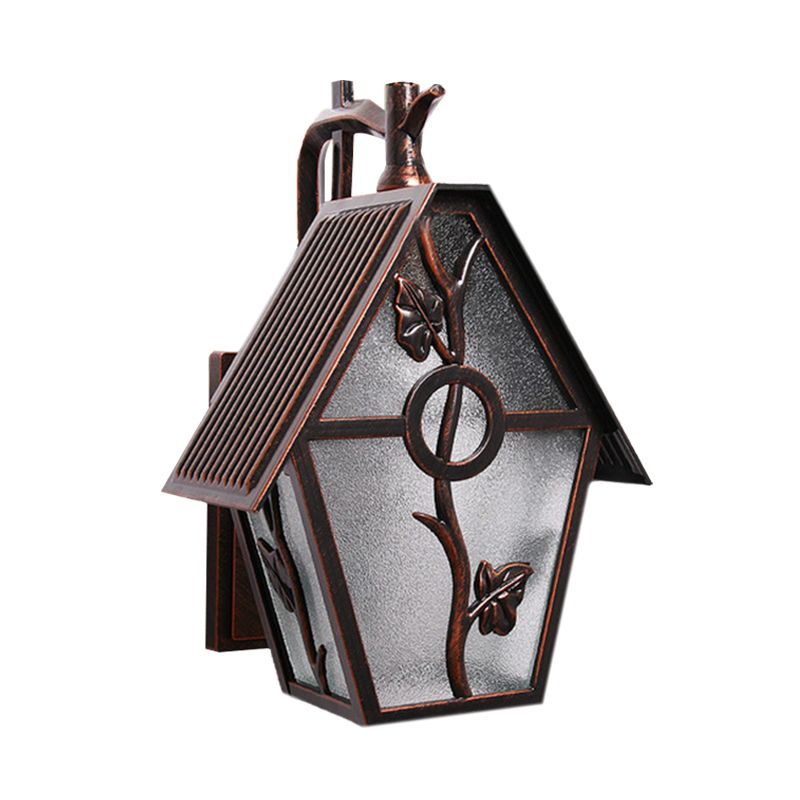 Countryside House Sconce Lighting 1 Bulb Seeded Glass Wall Mounted Lamp Fixture in Copper