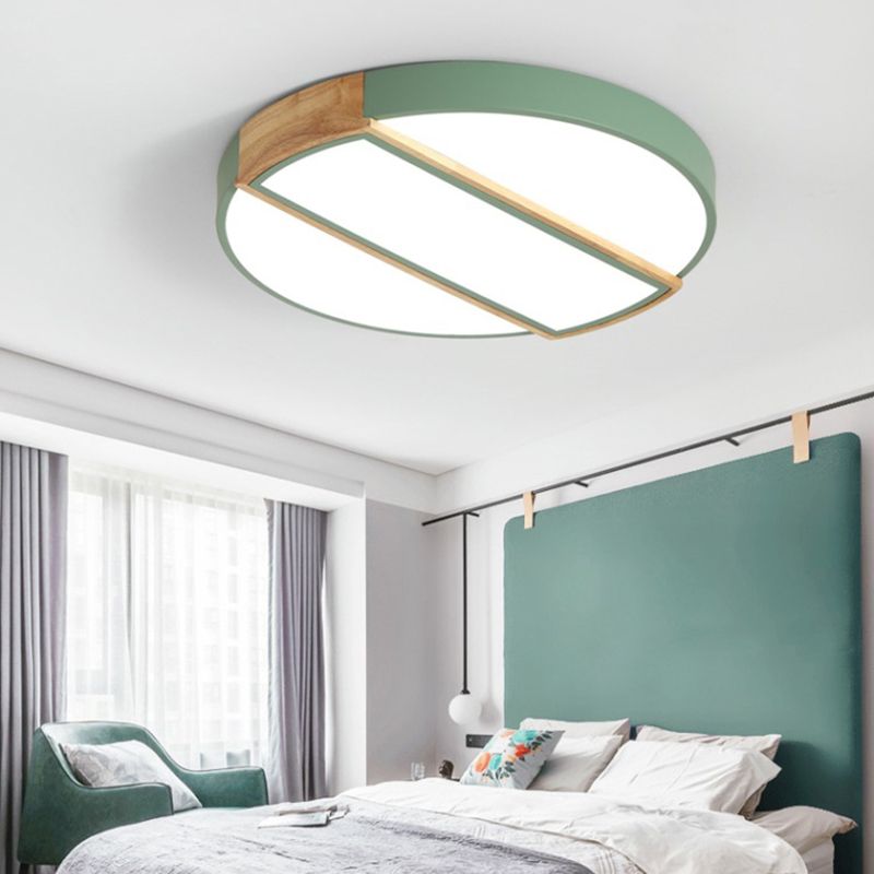 Nordic Circle LED-inbouwlamp met acryldiffusor 12"/16"/19,5" breedte LED-plafondlamp in groen/grijs/roze/wit voor babykamer