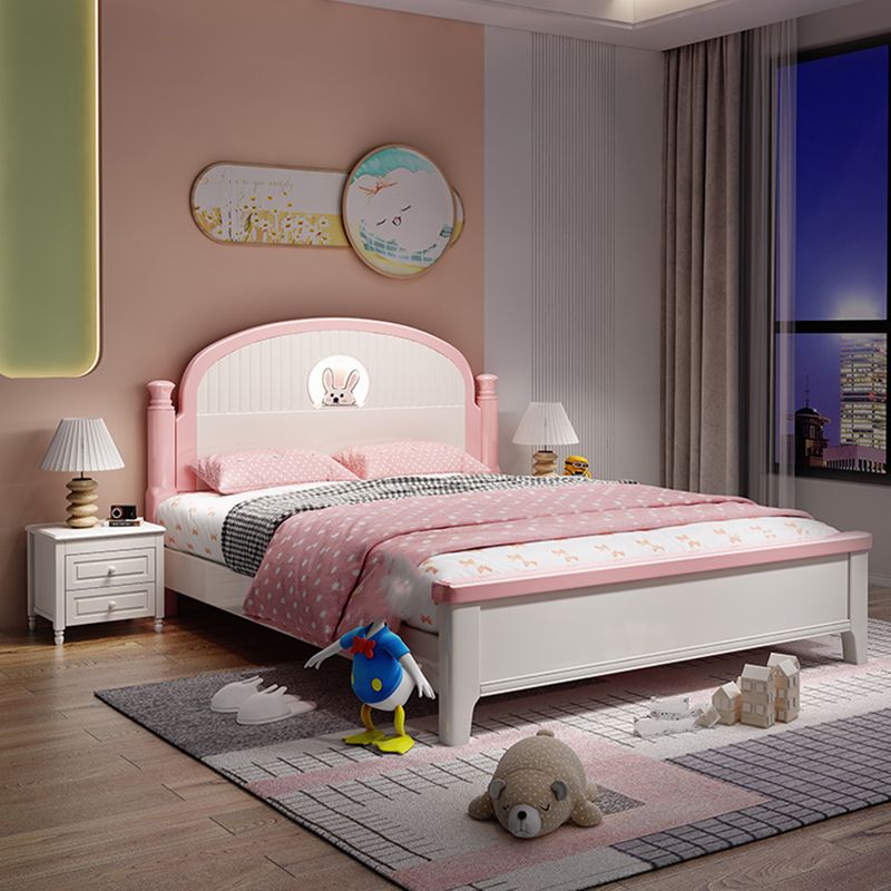 Modern Arched Panel Headboard Standard Bed with Legs in Rubberwood