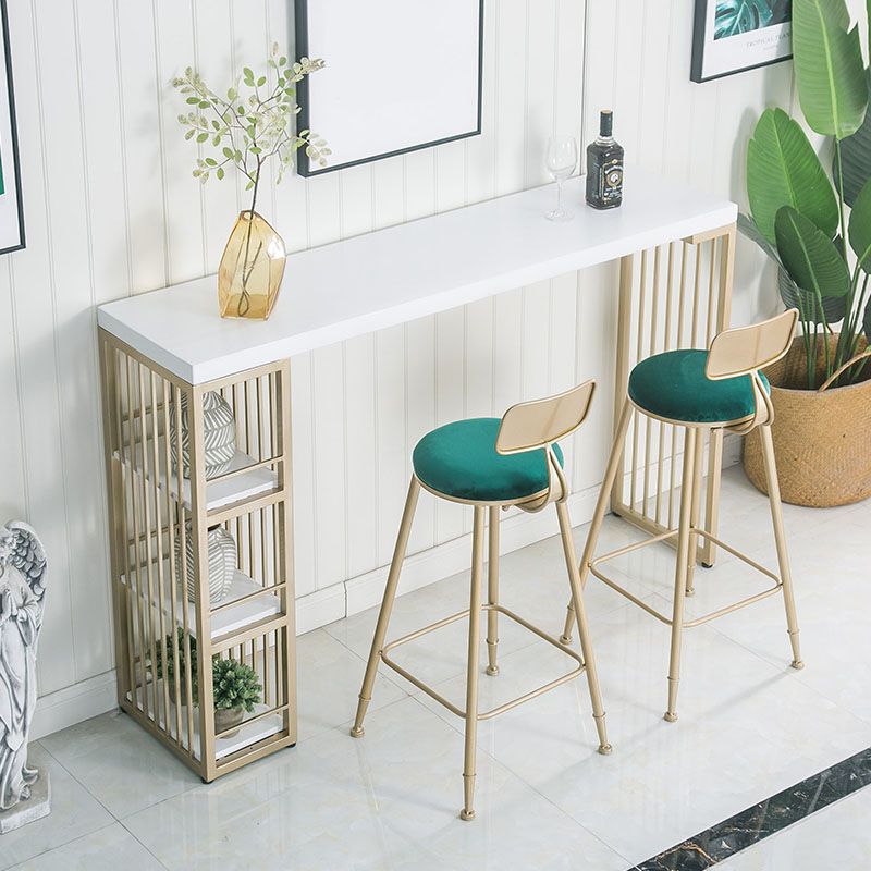 Glam Style Bar Table Set 1/3 Pieces Rectangle Bar Table with Upholstered Stools