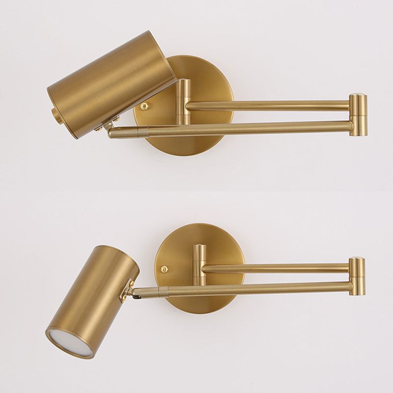 Post moderna estilo de pared de metal cilíndrica de estilo moderno con el brazo oscilante de la luz de la cama de la cama del brazo de la cabecera.