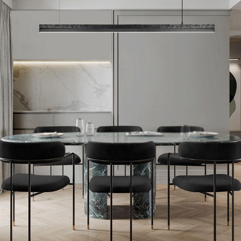 1-Light Island Lighting Postmodern Style Linear Shape Metal Chandelier Lamp in Black