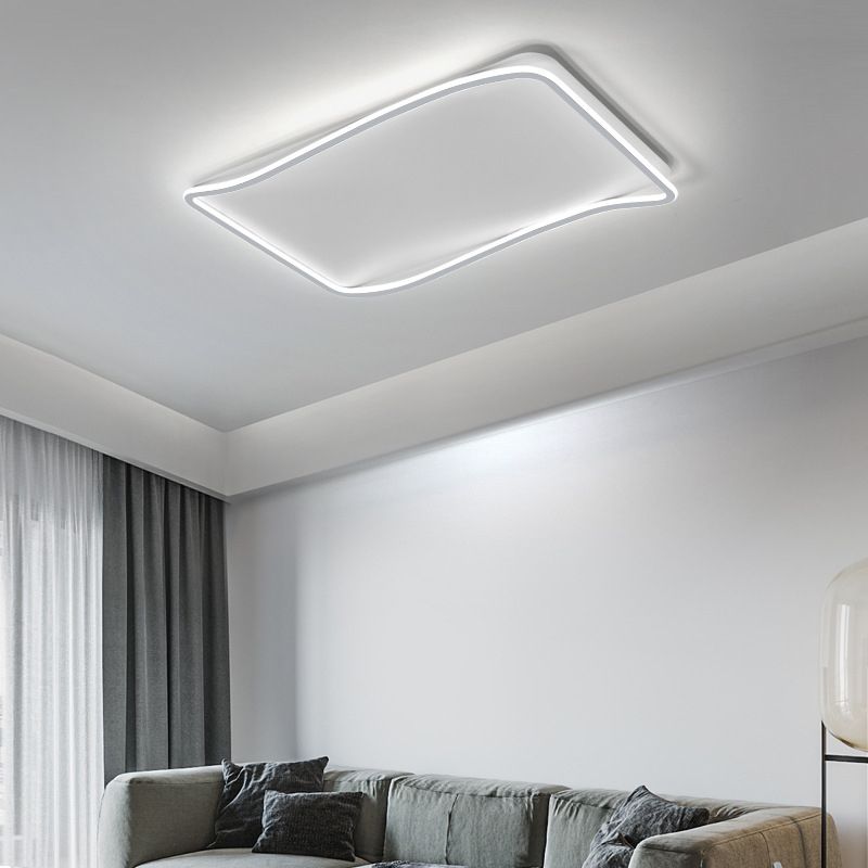 Modern Style Geometry Shape Ceiling Light Metal 1 Light Ceiling Lamp in White