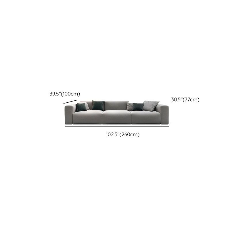 Contemporary Slipcovered Cushions Settee Cotton Pillow Top Arm Sofa