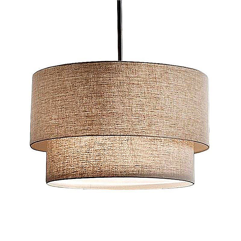 4-Light Flaxen Shaded Drum Chandelier for Dining Room