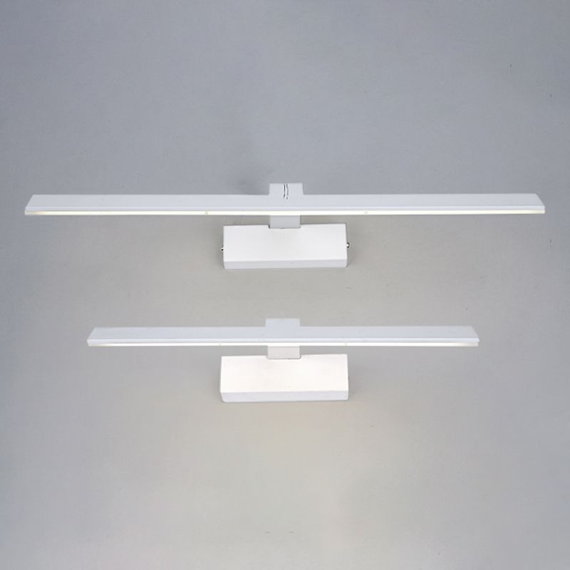Linear Metal Wall Sconce Modern 1 Light Mirror Wall Mount Light Fixture in White