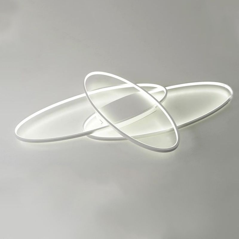 Contemporary Oval Flush Light Fixture Metal 3 Light Flush Mount Lights