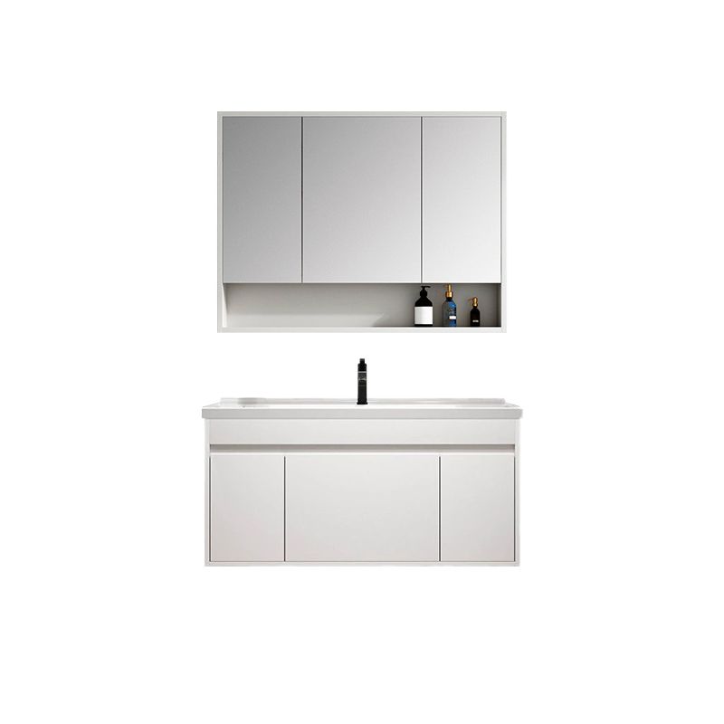 Rectangle Bathroom Vanity Wall-Mounted Mirror Wood Frame Modern Vanity with Doors