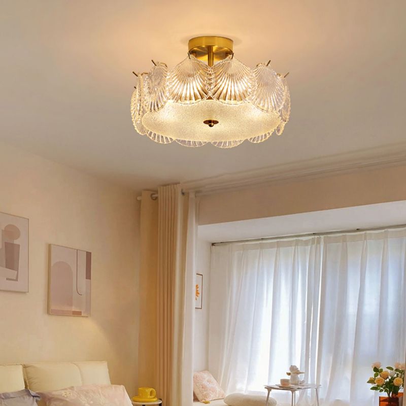 Contemporary Simplicity Ceiling Lamp Glass Flush Mount Light Fixture for Bedroom