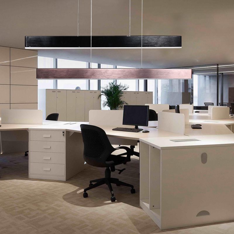 1 Light Rectangle Island Lights Contemporary Metal Island Lighting in Black