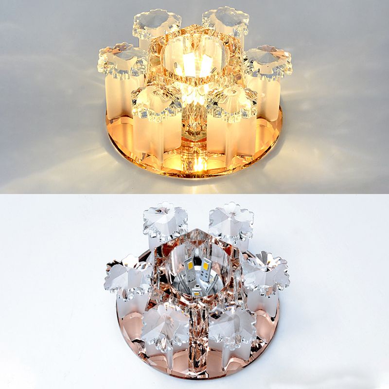 Mushroom Shaped Crystal Downlight Modern LED Flush Mount Recessed Lighting for Hallway