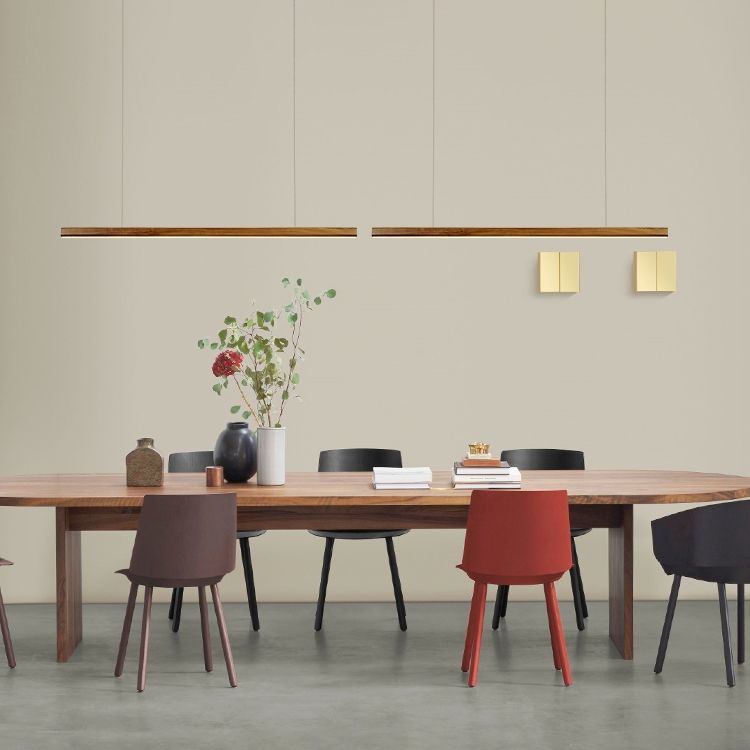 Zeitgenössische Küche Anhänger Leichtes lineares Holz 1 Licht Anhänger Beleuchtung