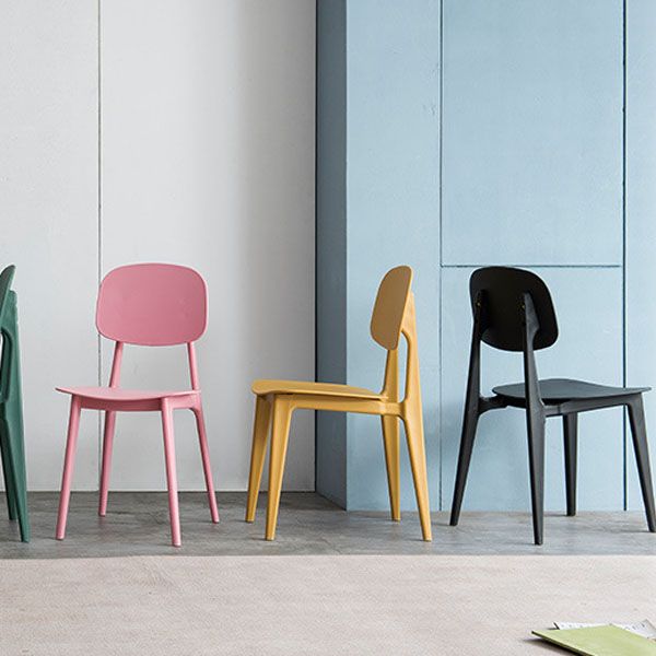 Silla sin brazos de comedor de plástico de estilo contemporáneo, respaldo abierto, sillas laterales para uso doméstico