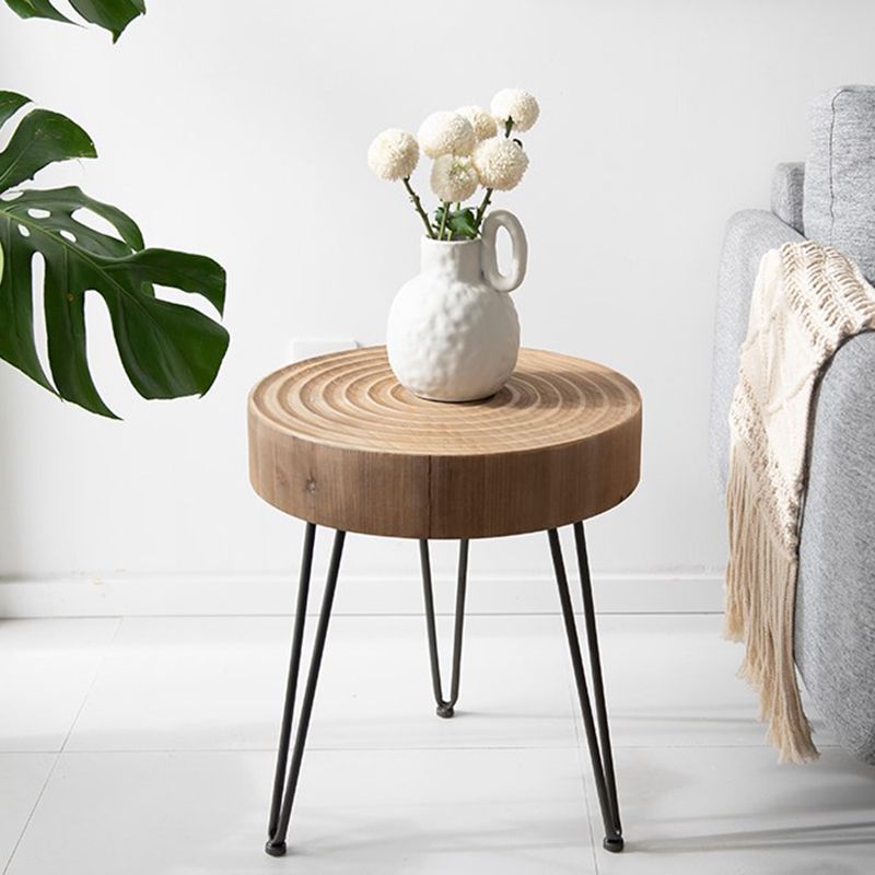 Scandinavian 3 Legs Coffee Table Round Wooden Cocktail Table for Living Room