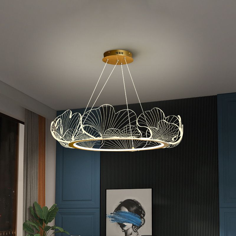 Flower Shape Chandelier Lamp Modern 1 Light LED Hanging Light for Bedroom