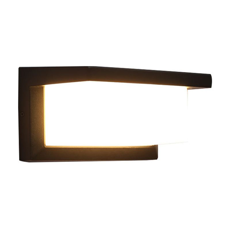 Arc/Rectangle/Oblong LED Wall Lamp Contemporary Aluminum Black Flush Mount Wall Sconce for Courtyard