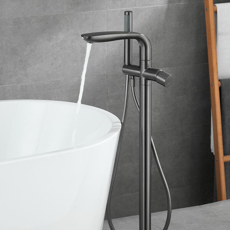 Floor Mounted Metal Freestanding Tub Filler Hand Shower Freestanding Faucet
